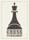 Chess tournament typographical vintage grunge style poster design. Retro vector illustration. Royalty Free Stock Photo